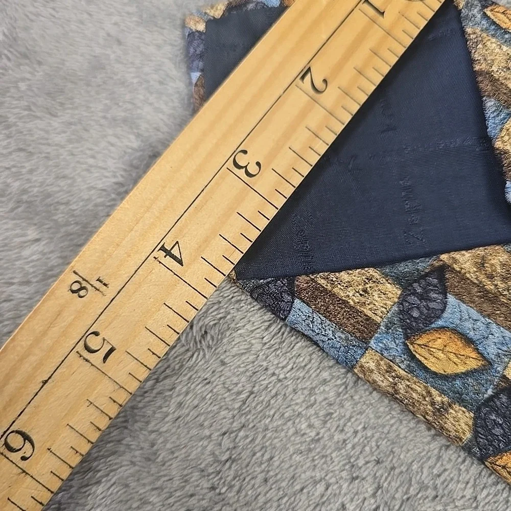 Ermenegildo Zegna Exclusive‎ Design Silk Necktie Blue Leaves Geometric Italian